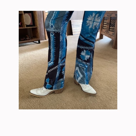 Western blue and black bell bottom pants NEW in bag - Picture 7 of 8